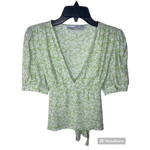 Womens Sophie Rue floral tie back peplum top blouse Color green floral size XS